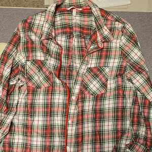 Victoria's Secret Red and Green Plaid Button Down Shirt